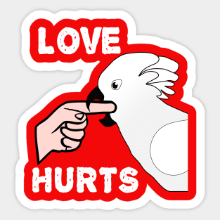 Love Hurts Umbrella Cockatoo Parrot Biting Sticker